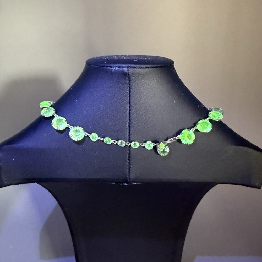 Antique Art Deco Mixed UV Reactive Glass Rivière Necklace Uranium Manganese UV - Picture 7 of 16